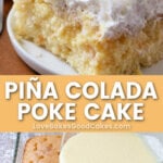 pina colada poke cake pin collage