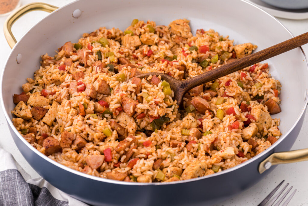 jambalaya in skillet