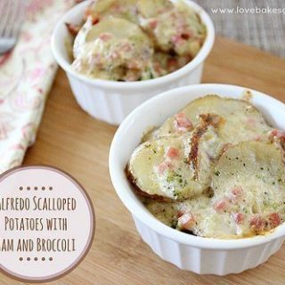 Alfredo Scalloped Potatoes with Ham and Broccoli