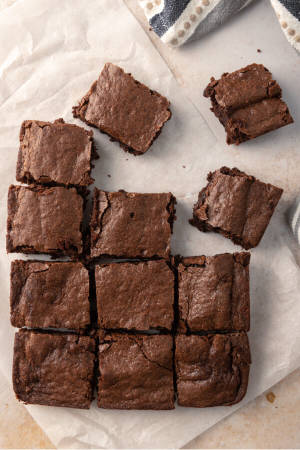 cut brownies on parchment