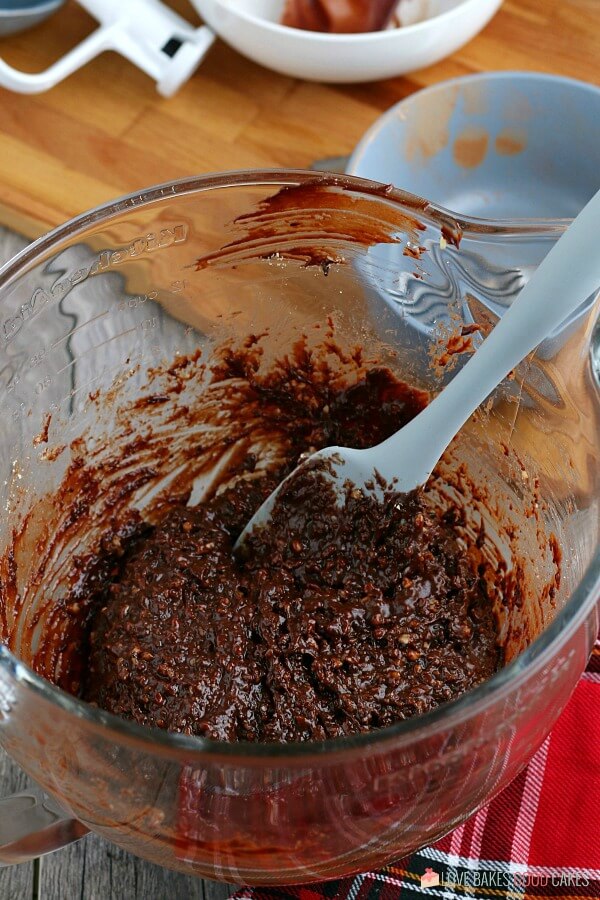 chocolate cookie batter mixed before being baked