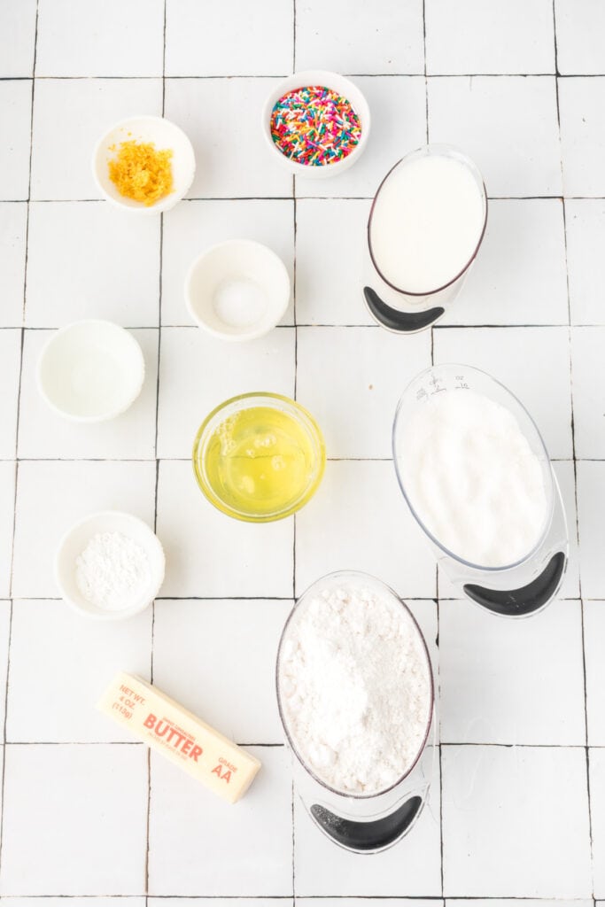 ingredients to make lemon funfetti cake