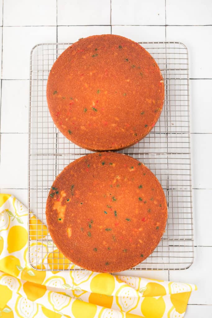 Lemon Funfetti Cakes cooling on cooling rack