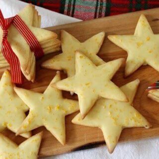 Cornmeal stars on a bread board.