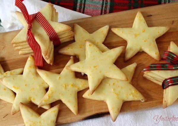 Cornmeal stars on a bread board.