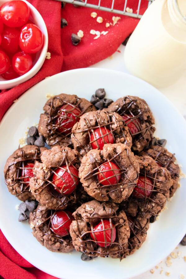 looking down onto plate of cookies