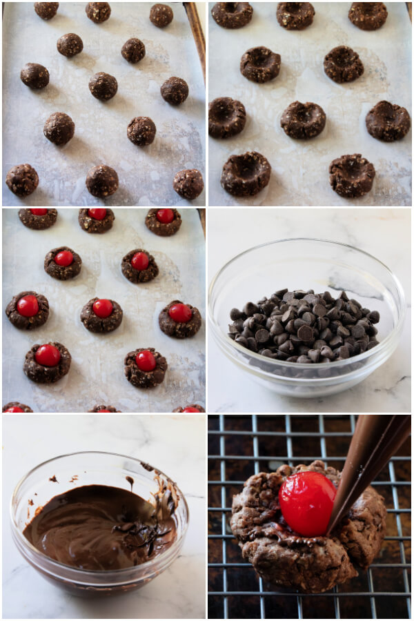 shaping the cookies and drizzling chocolate over them