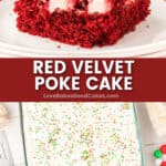 red velvet poke cake pin collage