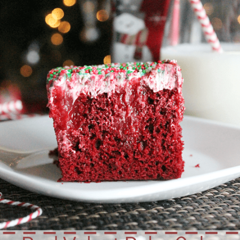 Red Velvet Poke Cake with Cream Cheese Cool Whip Frosting