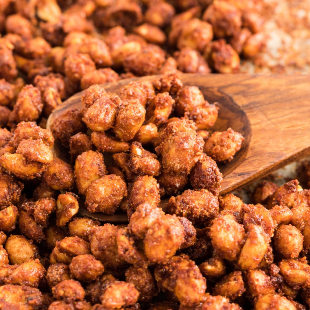 closeup of barbecued peanuts