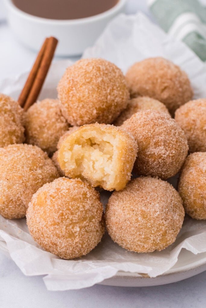 churros poppers piled on a plate