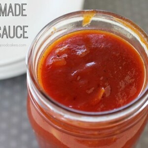 Homemade bbq sauce in a glass jar.