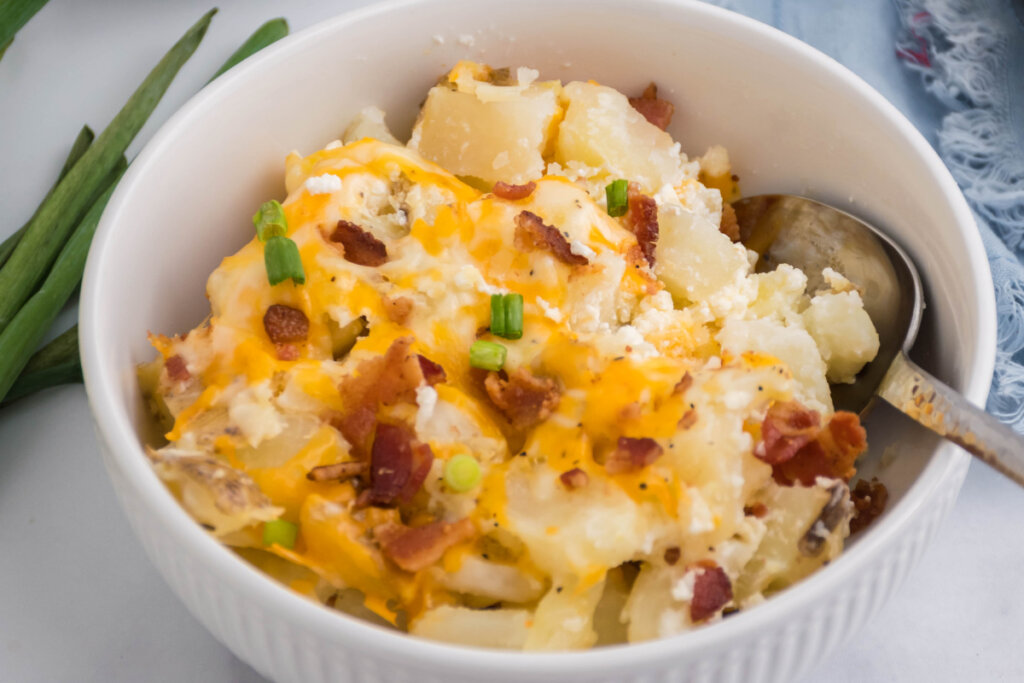 potato casserole in a bowl