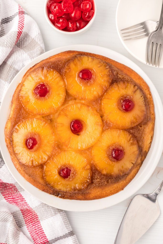 pineapple upside-down cake on plate