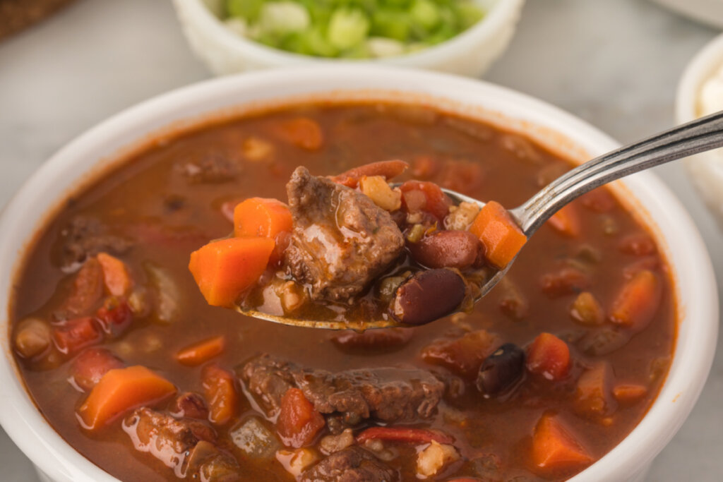 bowl of southwest beef bean and barley soup