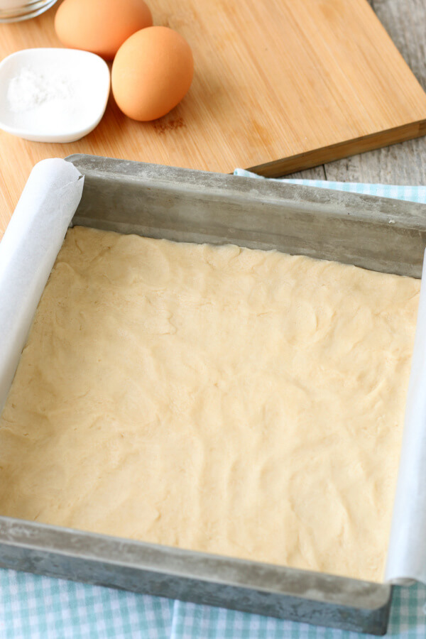 crust pressed into baking pan