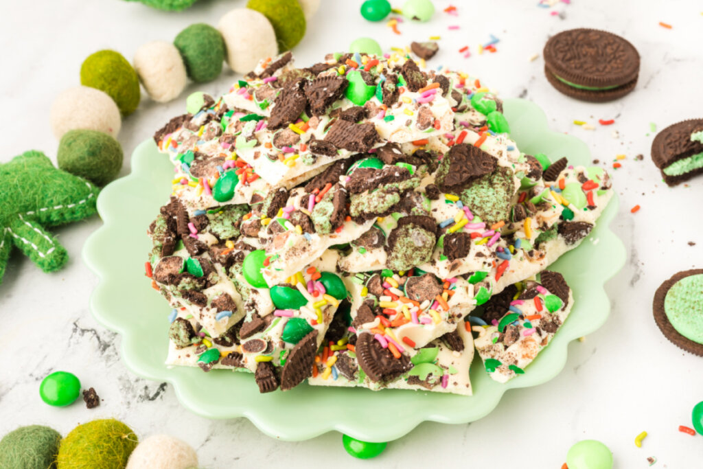 Loaded Leprechaun Mint Bark - Love Bakes Good Cakes