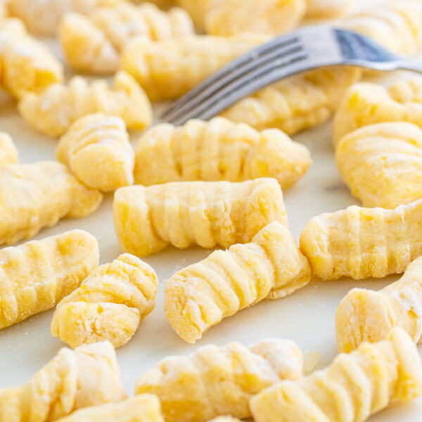 closeup of potato gnocchi