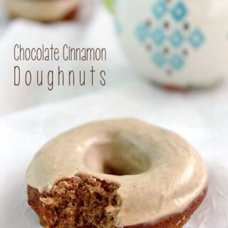 Chocolate Cinnamon Doughnuts - a tender chocolate cinnamon doughnut with a tempting cinnamon glaze!