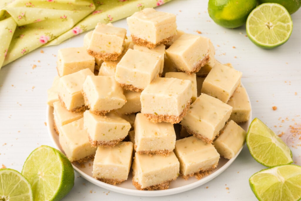 key lime fudge stacked on plate