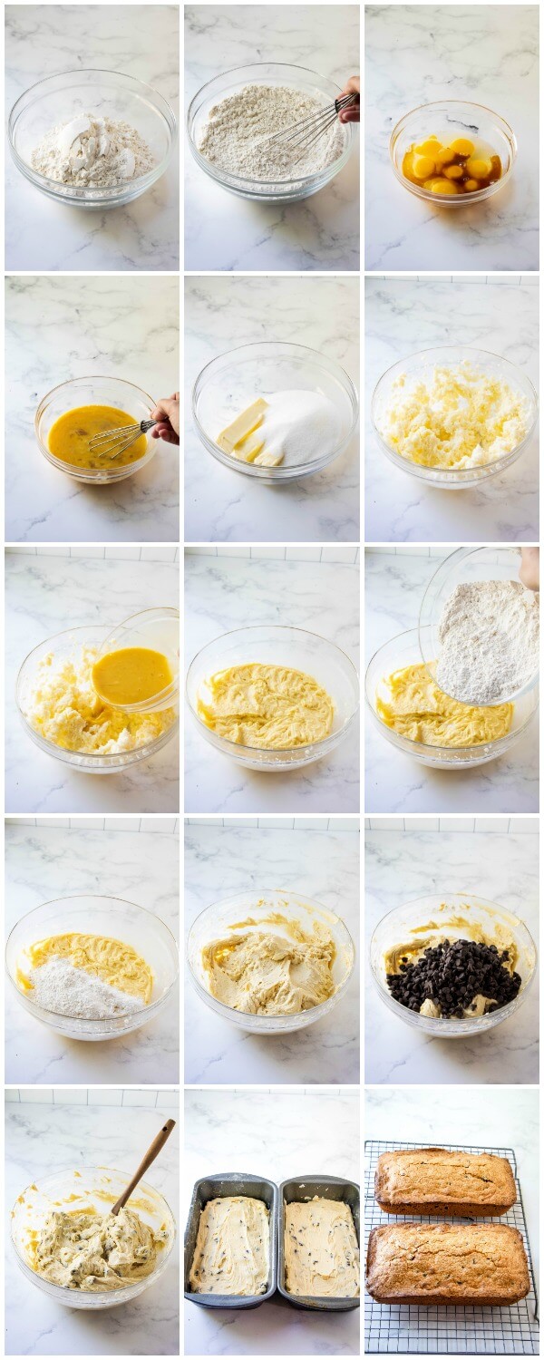 step by step how to make chocolate chip pound cake