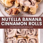 nutella banana cinnamon rolls pin collage