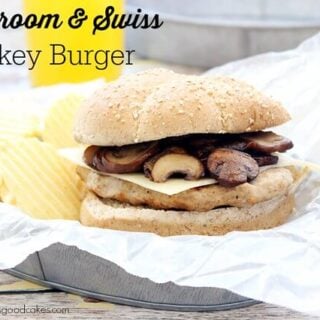 Mushroom & Swiss Turkey Burger on a plate.