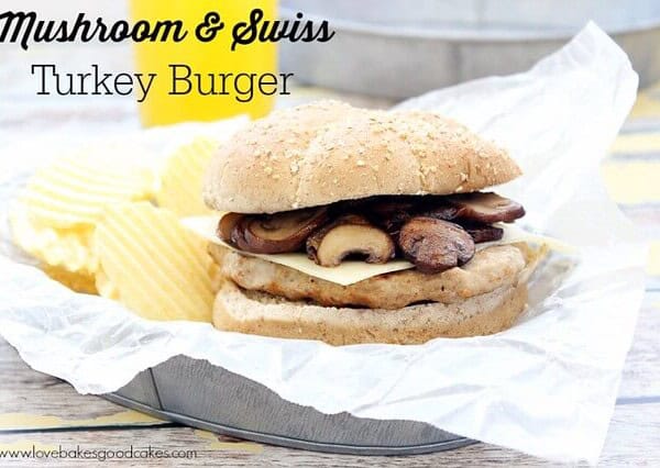 Mushroom & Swiss Turkey Burger on a plate.