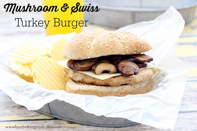 Mushroom & Swiss Turkey Burger on a plate.