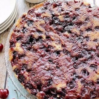 Cherry Upside Down Cake with Almond Whipped Cream