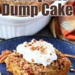 pumpkin dump cake slice on blu eplate