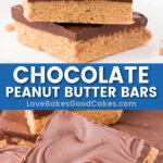 chocolate peanut butter bars pin collage
