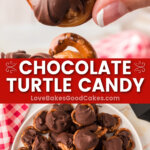 chocolate turtle candy pin collage