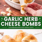garlic herb cheese bombs pin collage