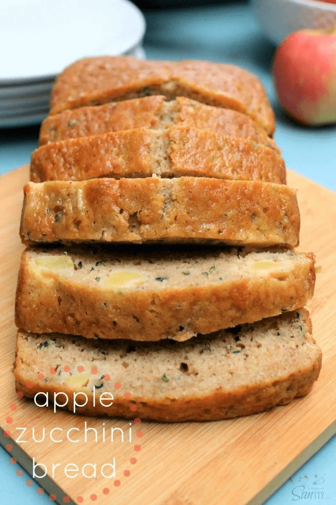 Apple Zucchini Bread on a cutting board.