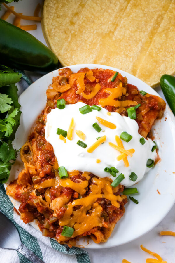 finished enchiladas on a plate ready to eat