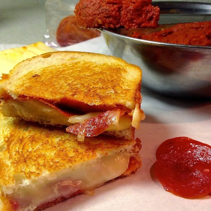 Pepperoni Pizza Grilled Cheese with Pizza Butter