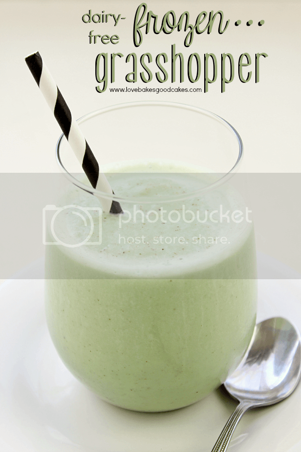 Dairy-Free Frozen Grasshopper in a glass with a straw.