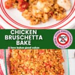 chicken bruschetta bake pin collage