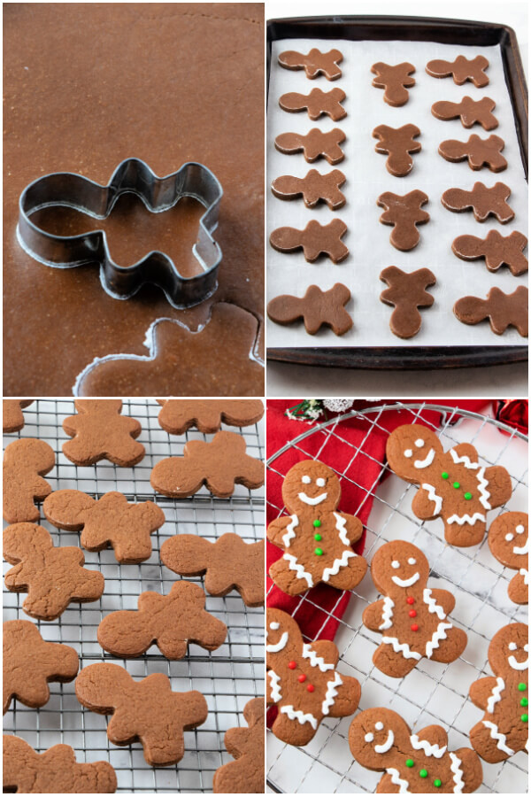 cutting out the cookies, baking them and cooling them on a wire rack