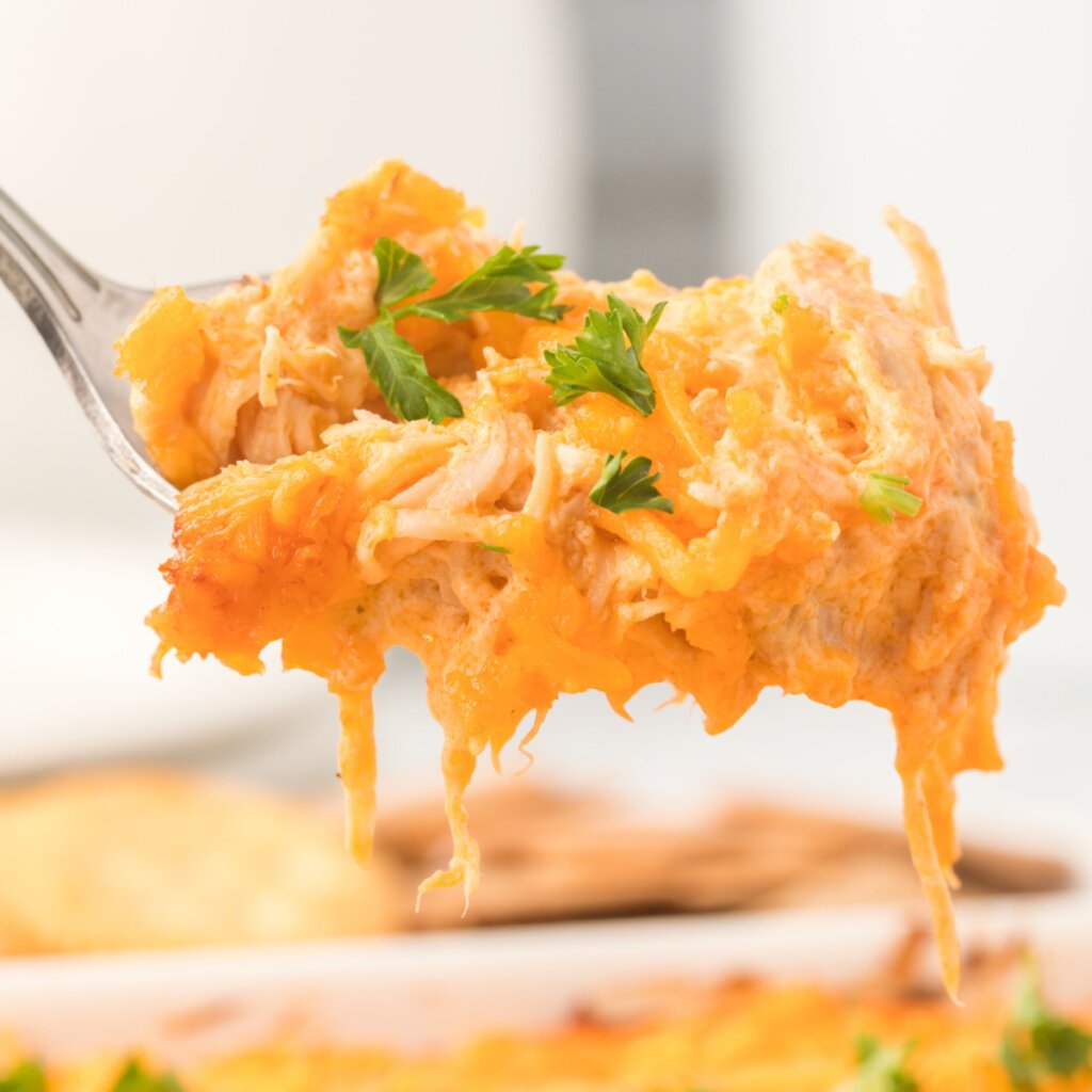 buffalo chicken dip on spoon