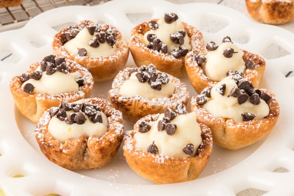 cannoli bites on white plate