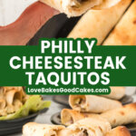 philly cheesesteak taquitos pin collage