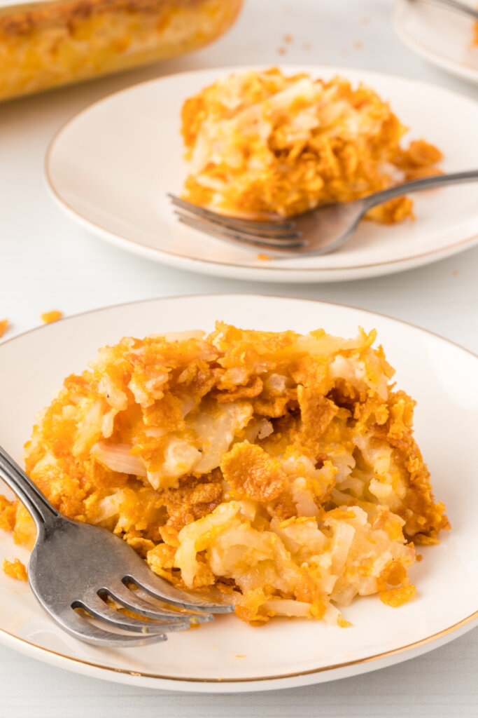 hash brown casserole on plates