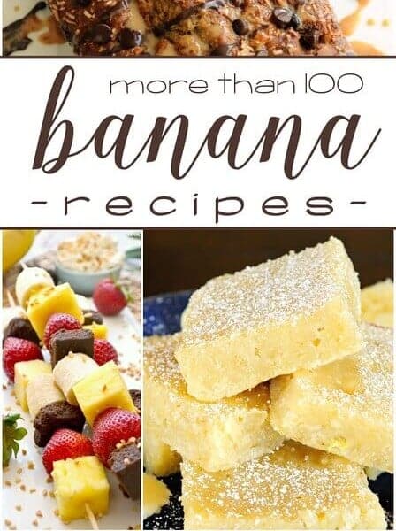 More than 100 banana recipes collage.