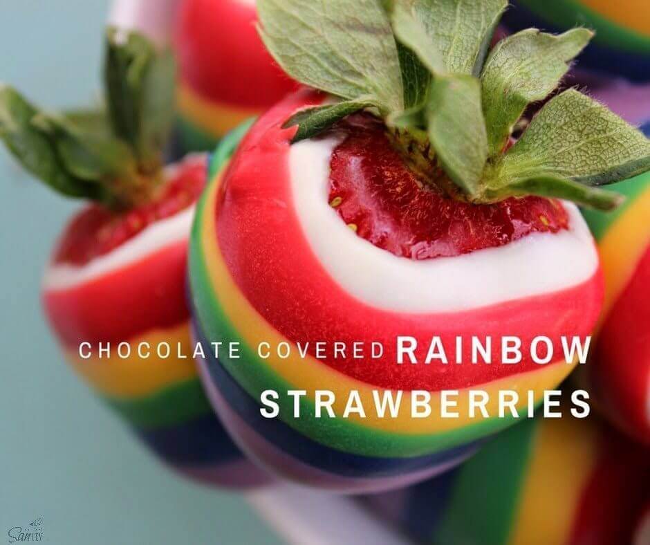 Chocolate Covered Rainbow Strawberries.