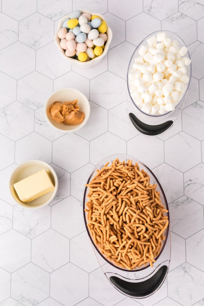 ingredients to make bird nest cookies