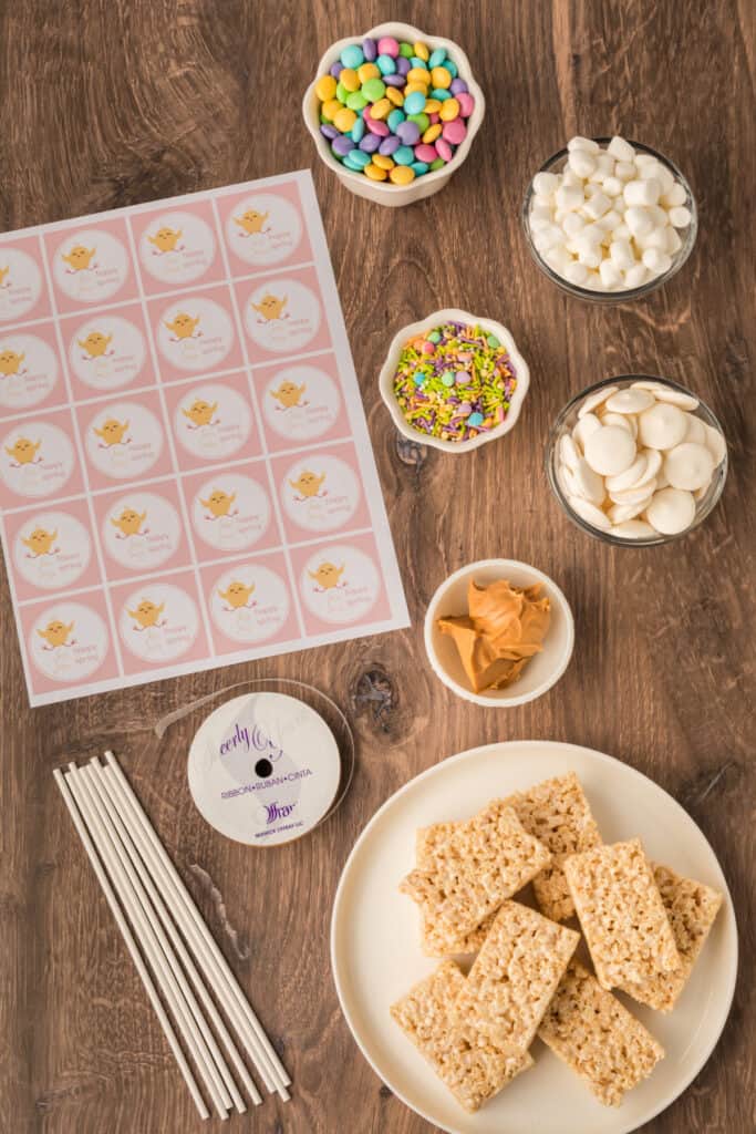 ingredients to make spring rice krispies treats pops