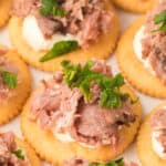 roast beef with horseradish cream cheese snack crackers pin collage