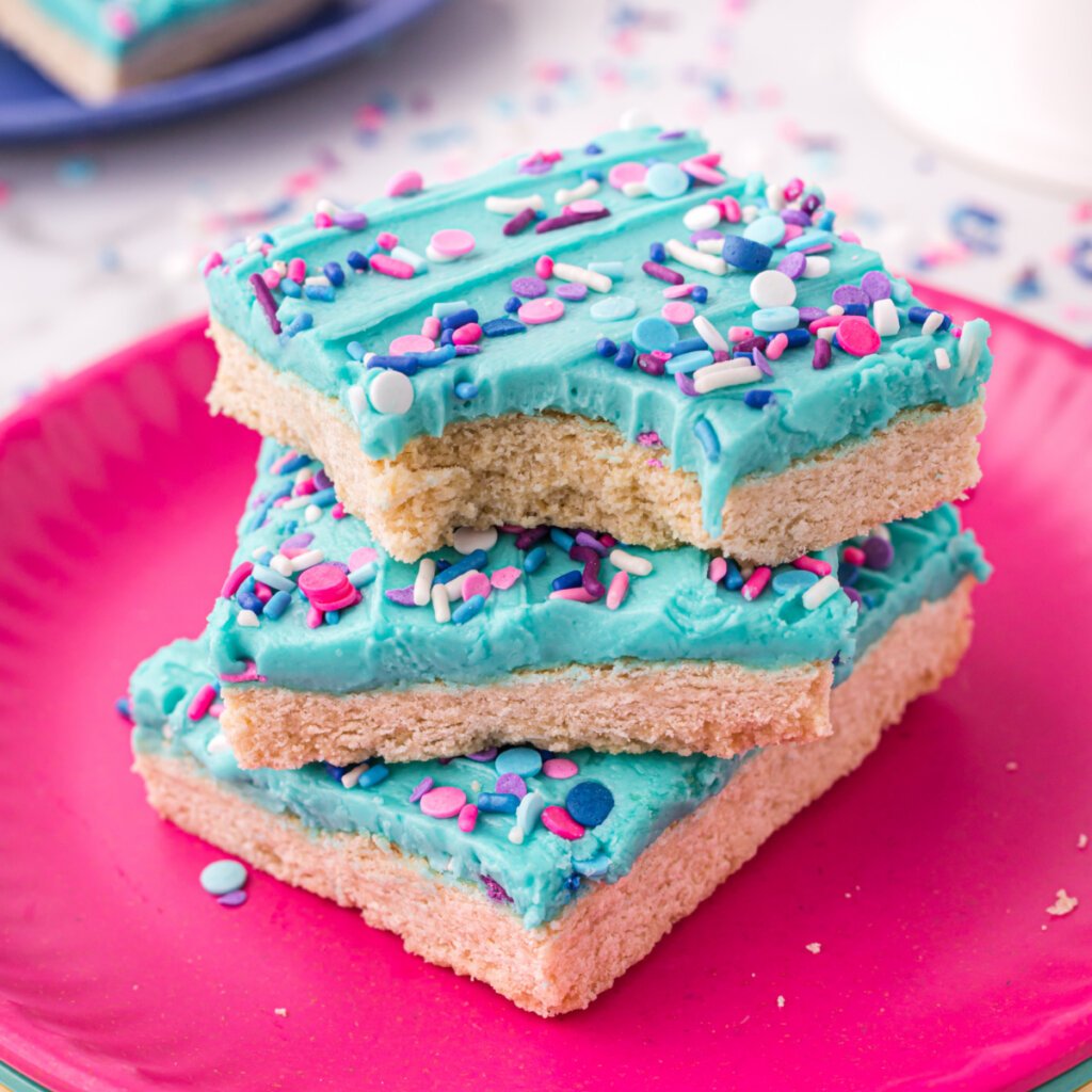 three sugar cookie bars stacked